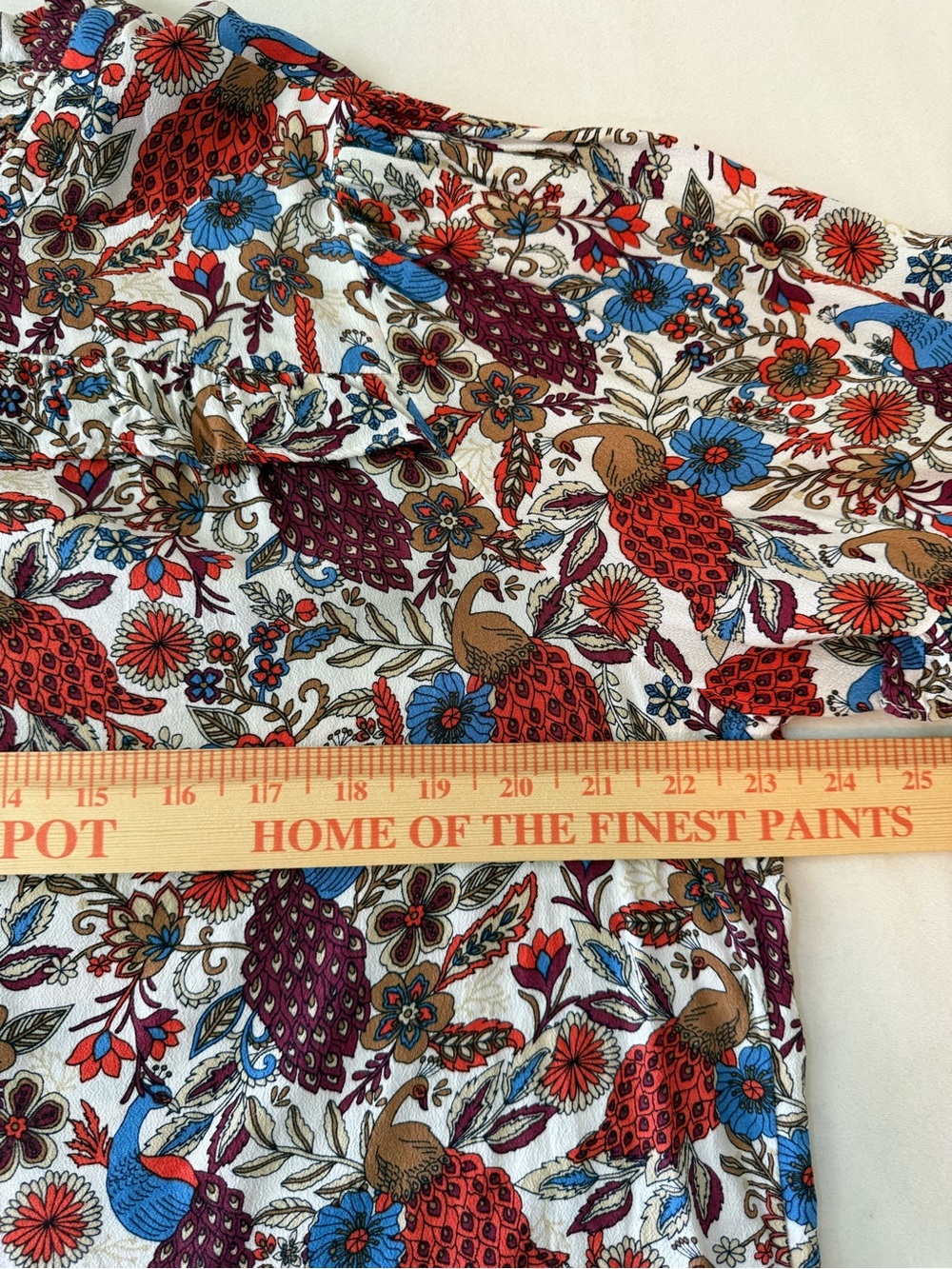 Loft Top Women’s Floral Peacock Ruffle Sleeve - Picture 13 of 14